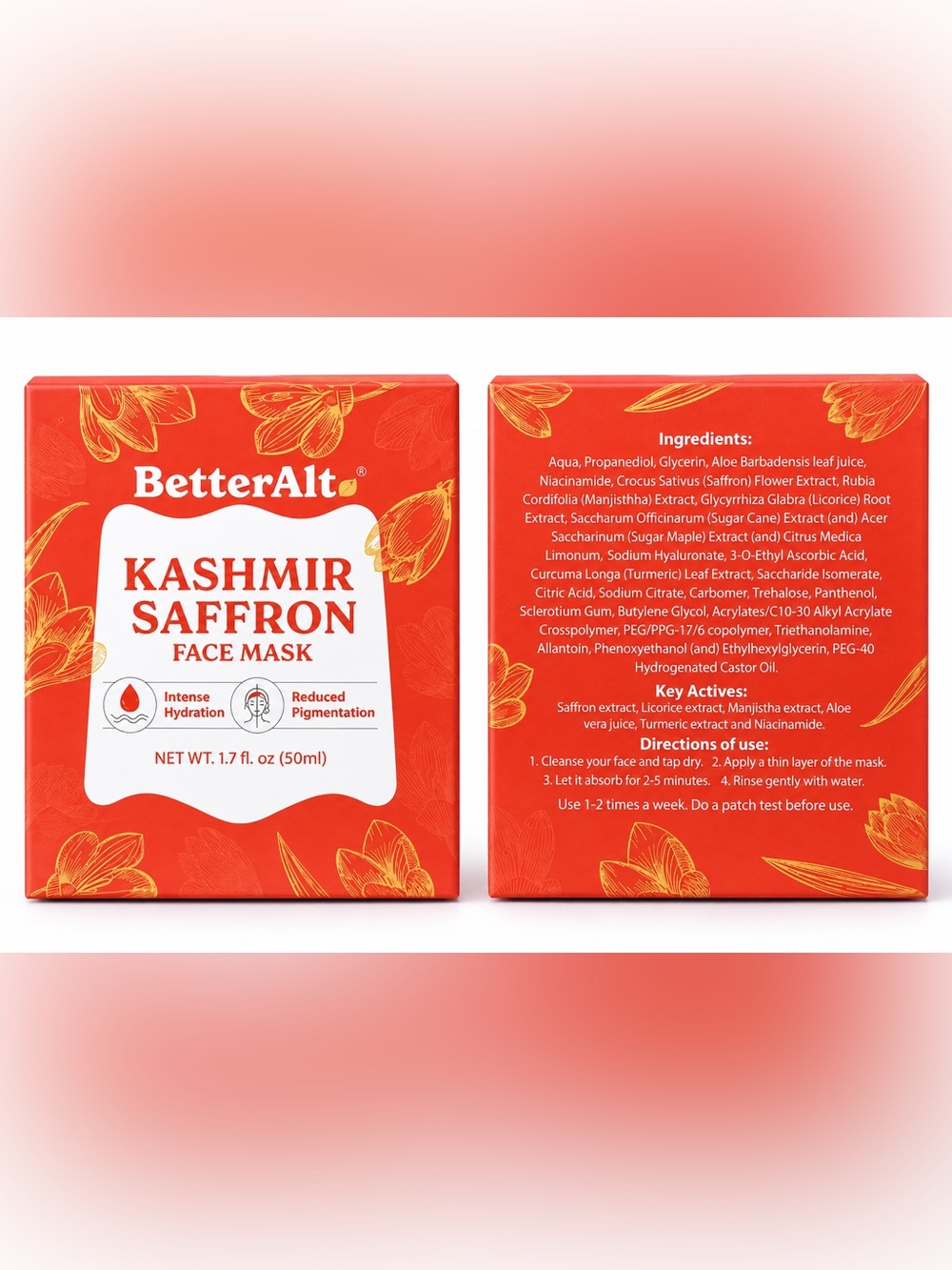 Kashmir Saffron cruelty free vegan Face Mask – set of 2